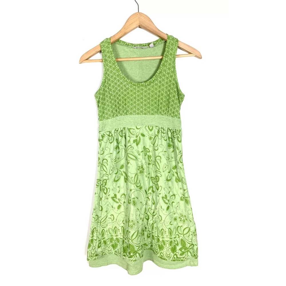 Athleta Dress Sleeveless Green Floral Summer XS